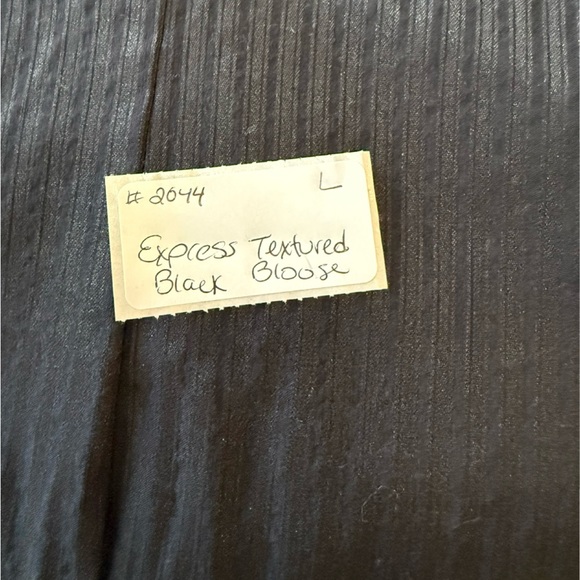 Express Black Button-Up Pleated Blouse with pockets, Large - Picture 9 of 9